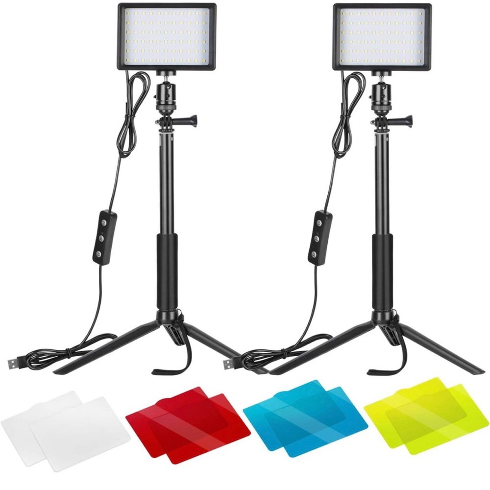 2-Pack Dimmable 5600K USB LED Video Light with Adjustable Tripod Stand